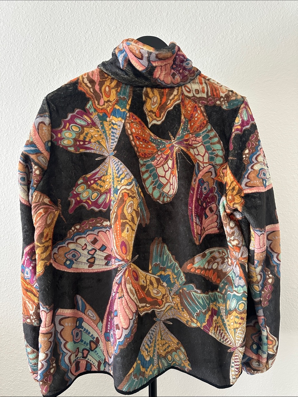 Johnny Was Esther Fleece Butterfly Print Zip Front Jacket sz XL NEW - Picture 3 of 6